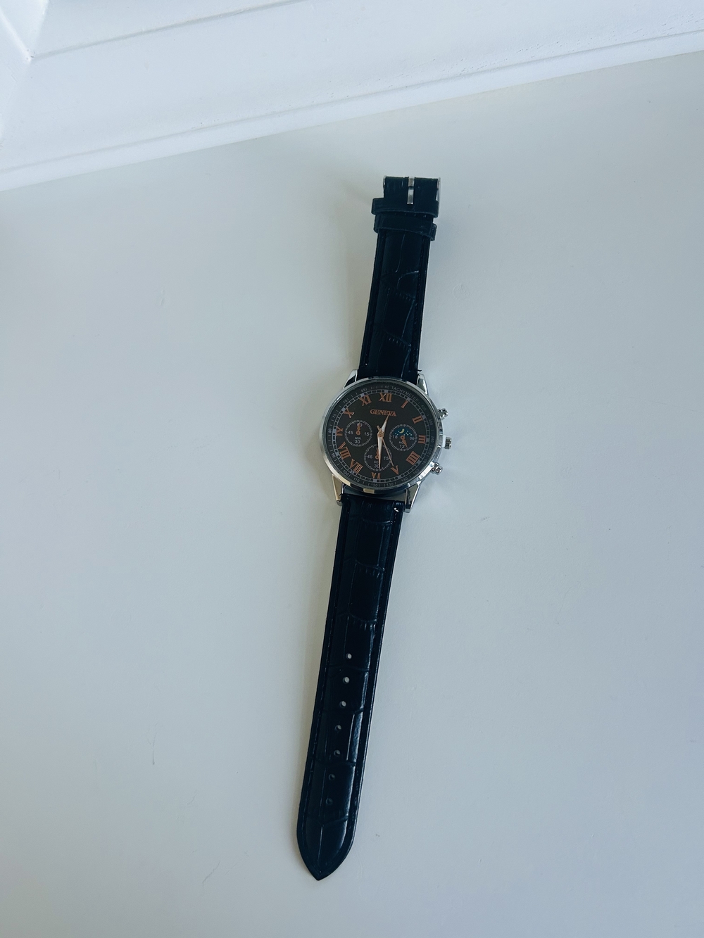 Geneva Black Watch with Rose Gold Details